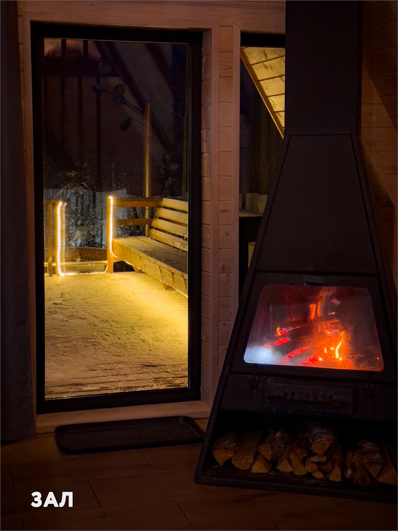 Шестиместный дом с банным чаном и сауной 50м от берега (6+1) в Карелия парк