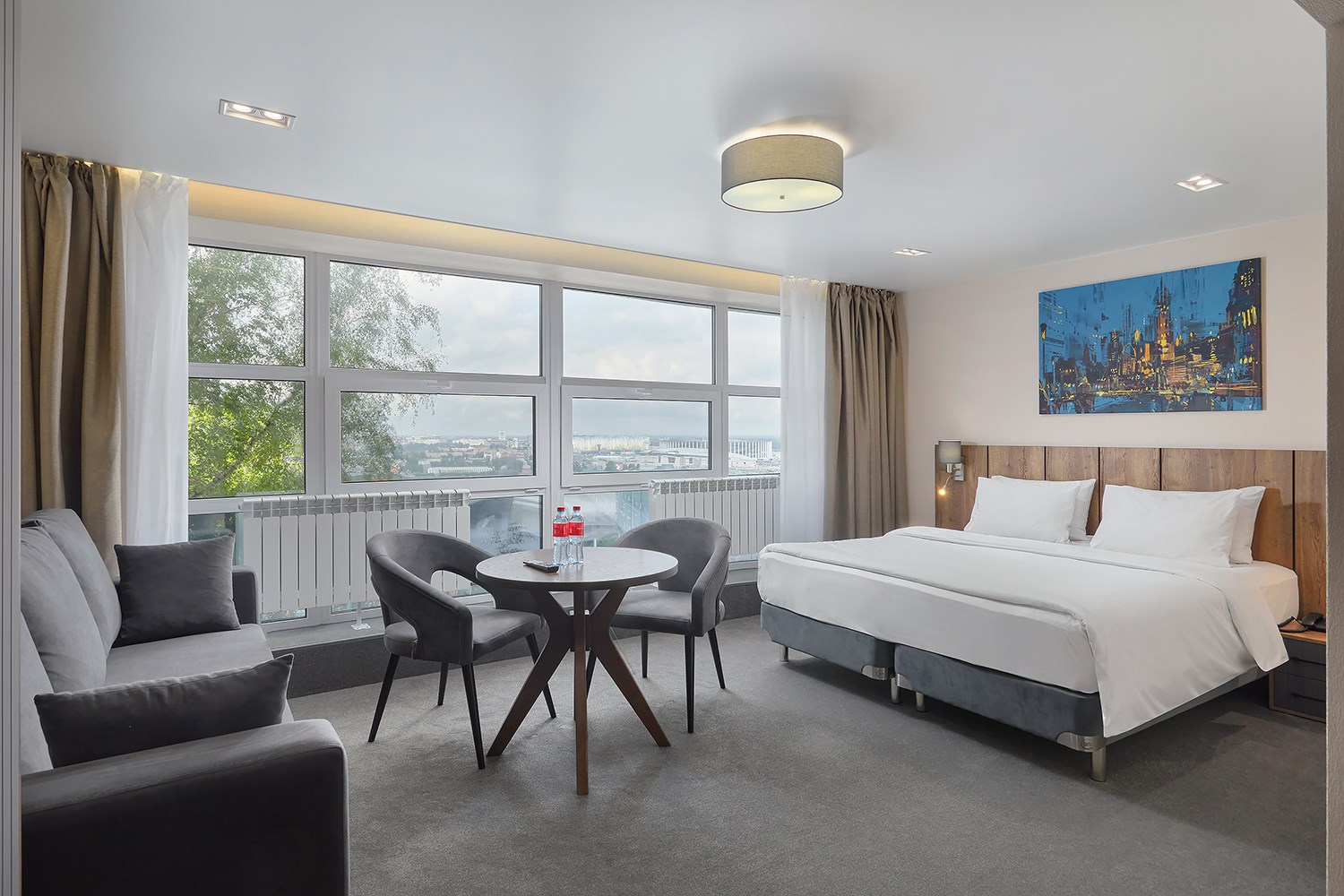 Полулюкс с кроватью трансформер с видом на реку плюс кухня в AZIMUT Отель Нижний Новгород