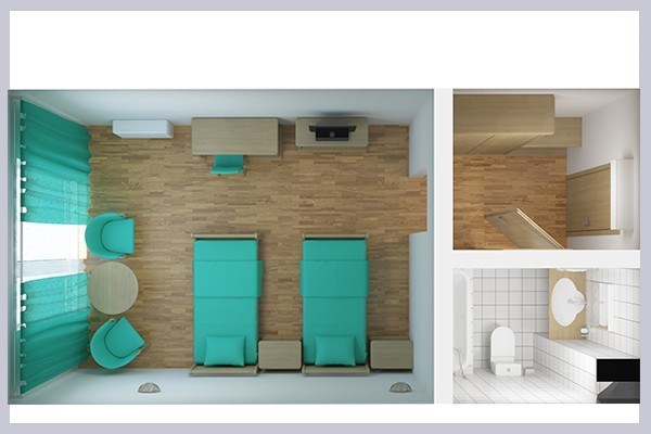 Эконом 2-местный TWIN 6 корпус в Azimut Здоровье Зеленый Гай