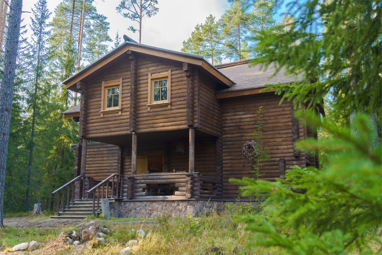 Русская деревня, двухэтажный дом с сауной в Шишки на Лампушке