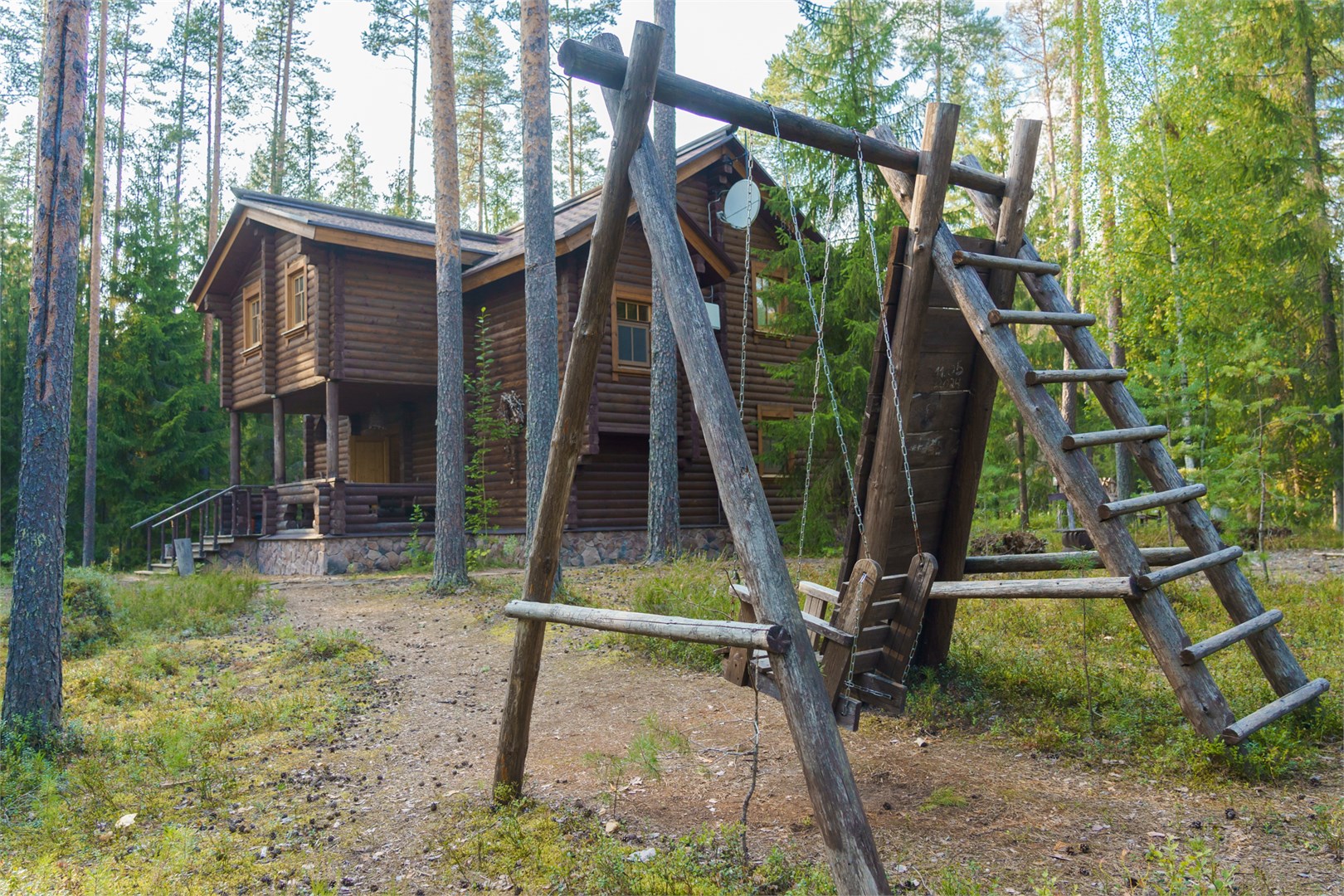 Русская деревня, двухэтажный дом с сауной в Шишки на Лампушке