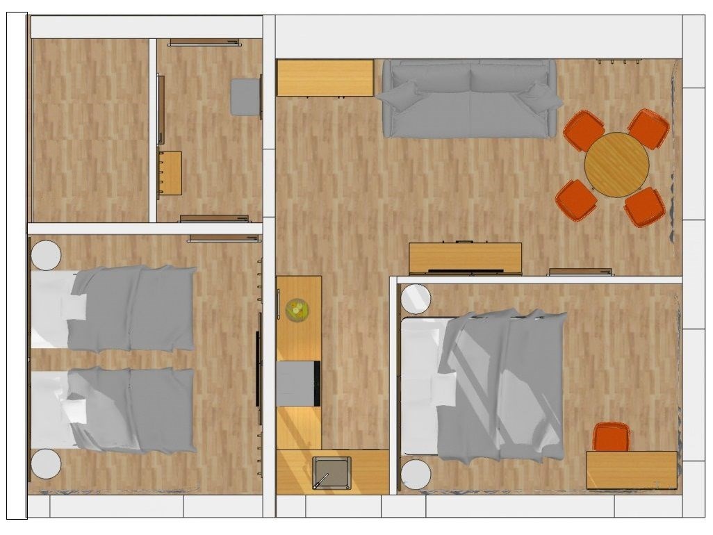 Апартаменты семейные 3-комнатные в Azimut Здоровье Ивушка