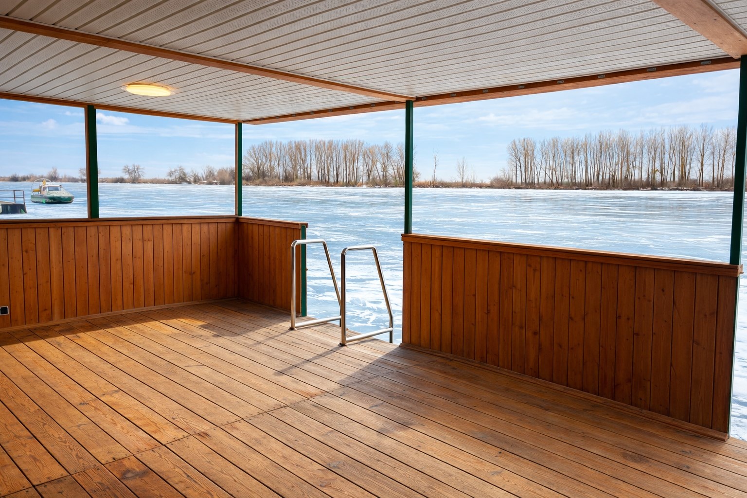 Застава: Хаусбот 3 комн с бассейном, баней и верандой в Застава