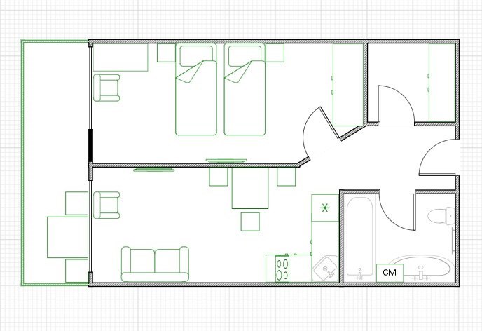 С видом на город, двухкомнатный апартамент с одной спальней (6-15 этаж) в Uplaza