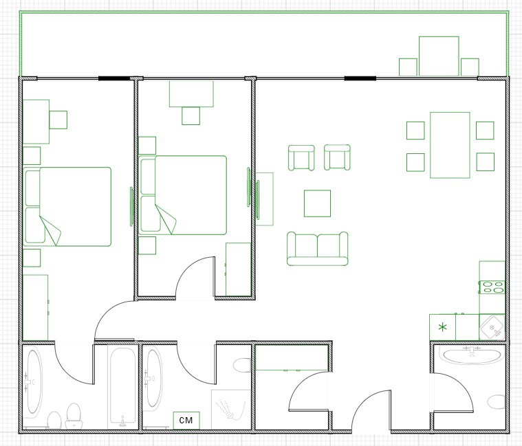 Трехкомнатный апартамент с двумя спальнями (6-11 этаж) вид на море в Uplaza