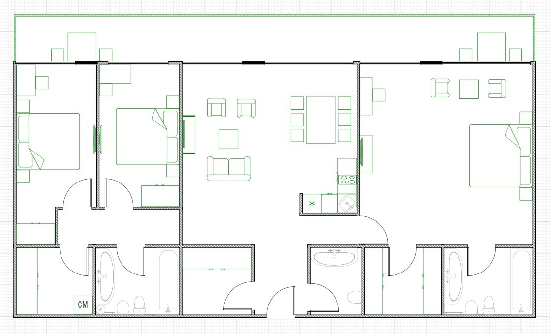 Четырехкомнатный апартамент с тремя спальнями (12-15 этаж) вид на море в Uplaza