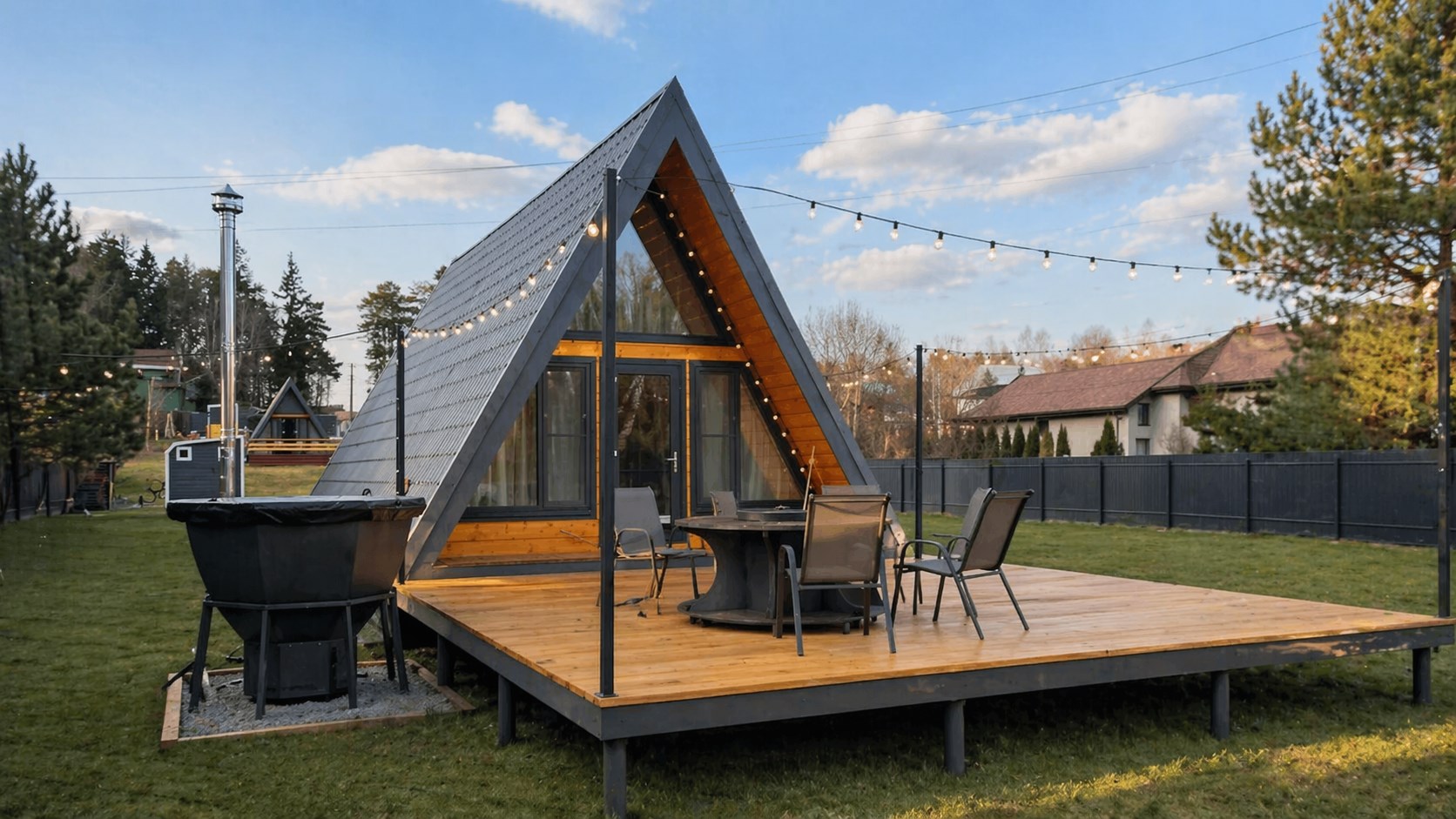 A-frame «Графит» домик из дерева 4х местный в Ривер Хаус