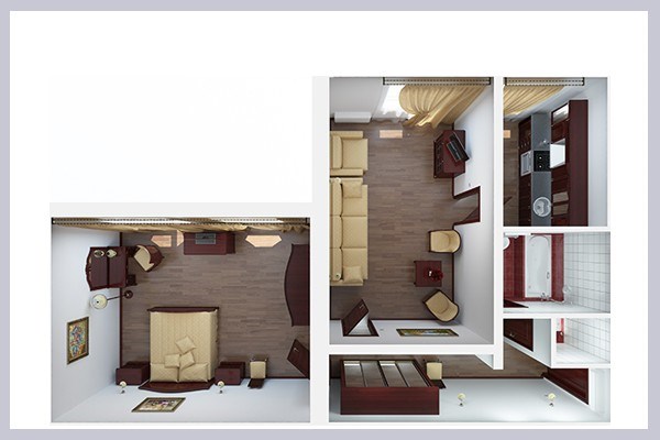 Люкс семейный 2-комнатный с кухней (1 корпус) в Azimut Здоровье Зеленый Гай