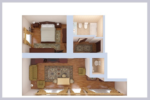 Апартамент двухкомнатный двухместный DBL № 1 корпус 5 в Azimut Здоровье Долина Нарзанов Кисловодск